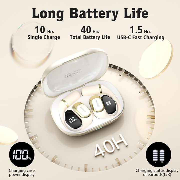 OHAYO Auriculares de oreja abierta, auriculares con gancho ergonómi...