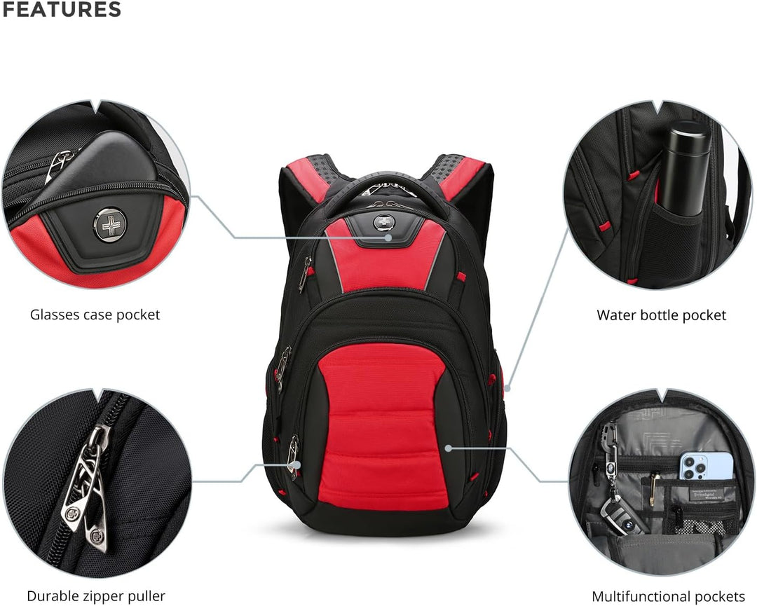 Mochila de diseño Swissdigital Circuit para hombres, Negro\/Rojo, 1...