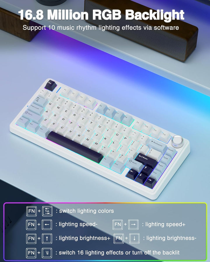 AULA F75 Teclado mecánico inalámbrico 75%, Teclado intercambiable e...