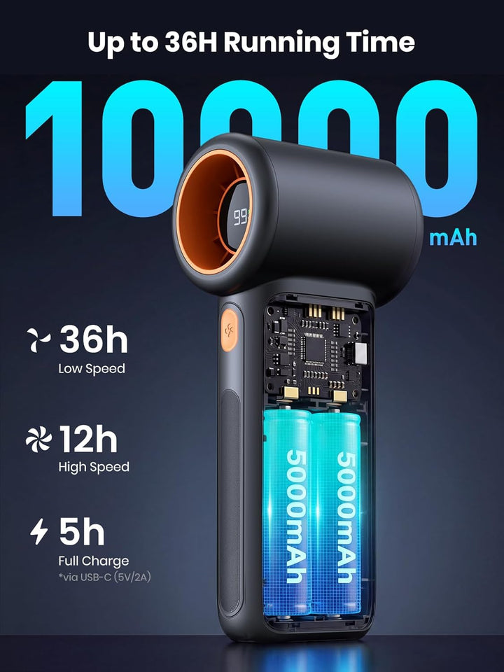 Warmco Ventilador de mano portátil Turbo de 10000mAh | Tiempo de ej...