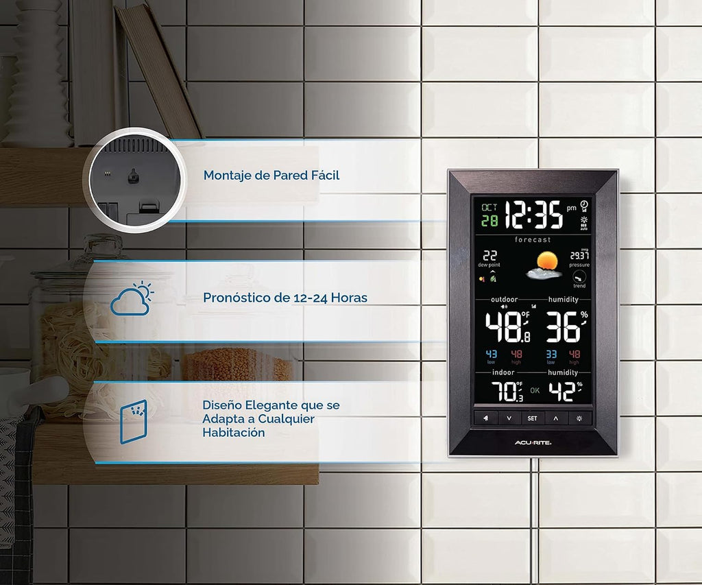 AcuRite Pronosticador digital vertical del tiempo con temperatura interior