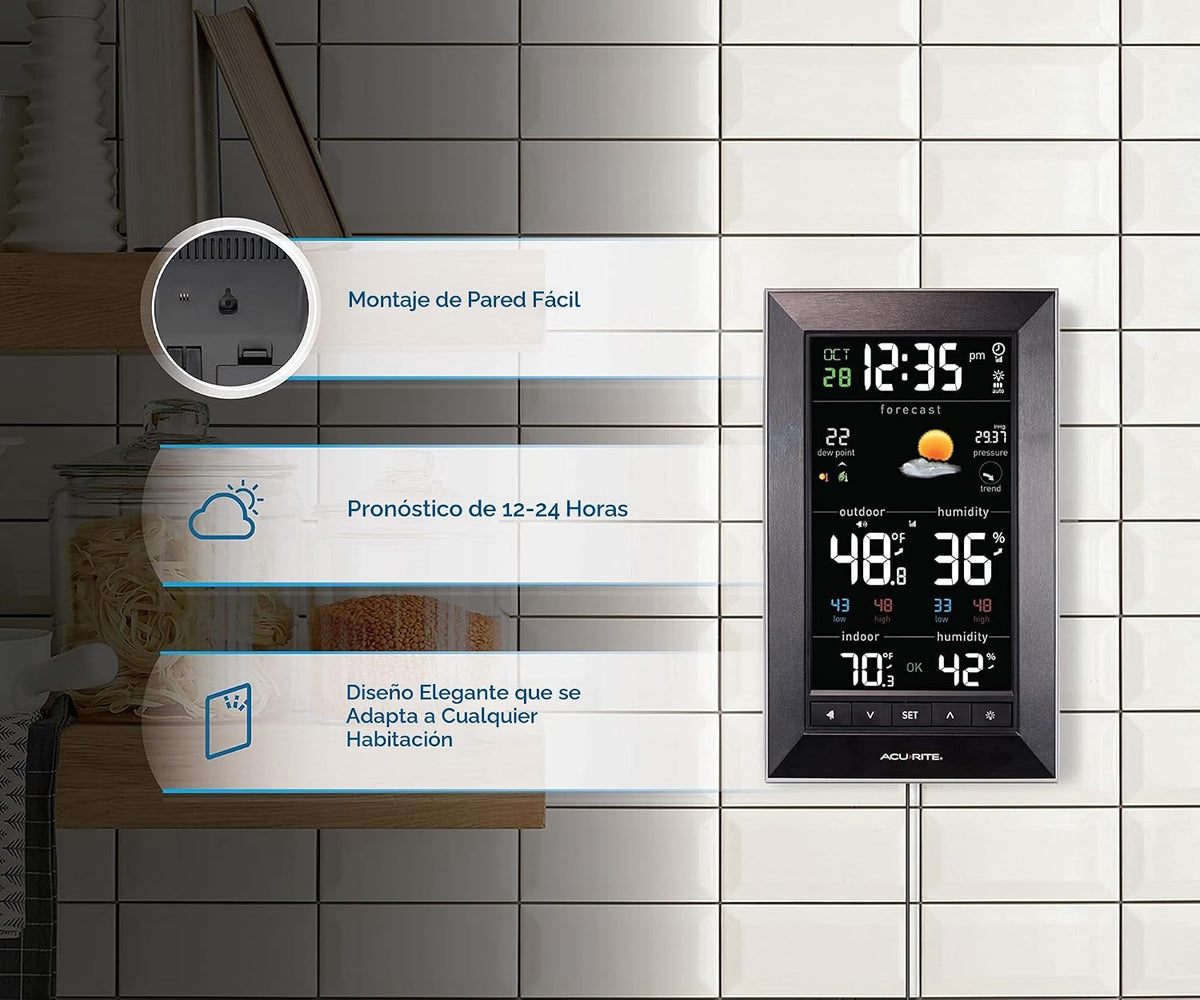 AcuRite Pronosticador digital vertical del tiempo con temperatura interior