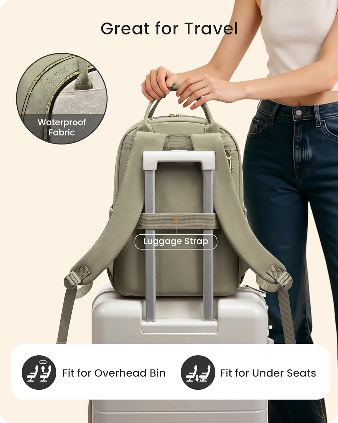 LOVEVOOK - Mochila para laptop para mujer con bolsillo portabotella...