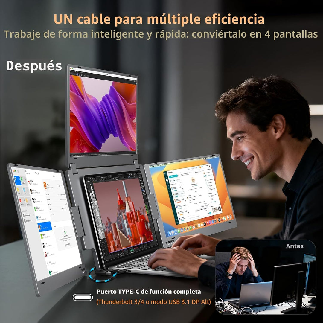 Monitor extensor de pantalla portátil, monitor portátil cuádruple d...