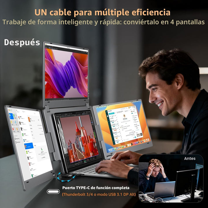 Monitor extensor de pantalla portátil, monitor portátil cuádruple d...