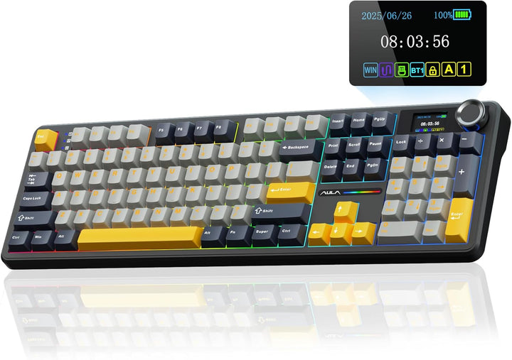 AULA F108 PRO - Teclado mecánico inalámbrico con pantalla y perilla...