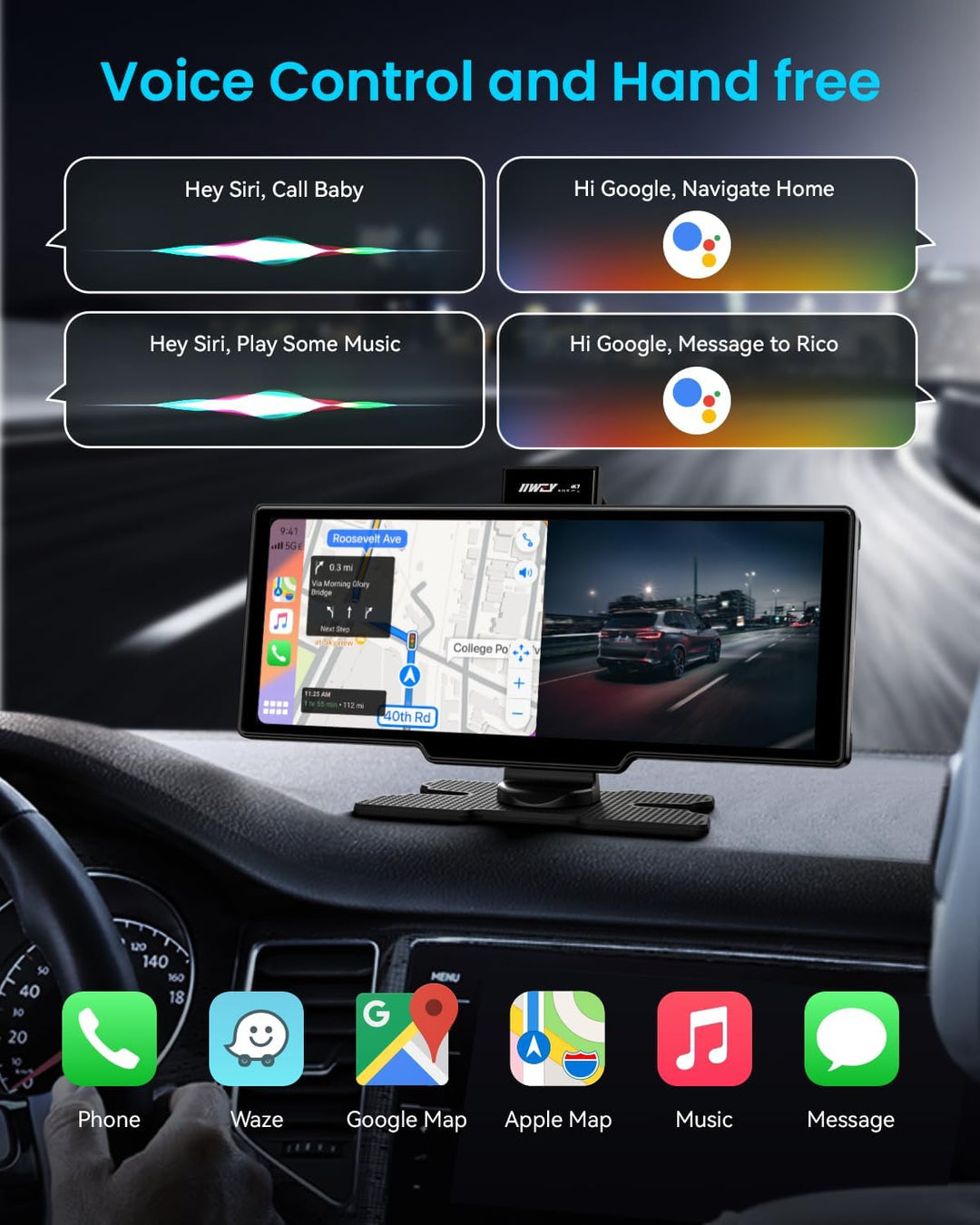 Pantalla portátil Apple Carplay estéreo de coche de 10