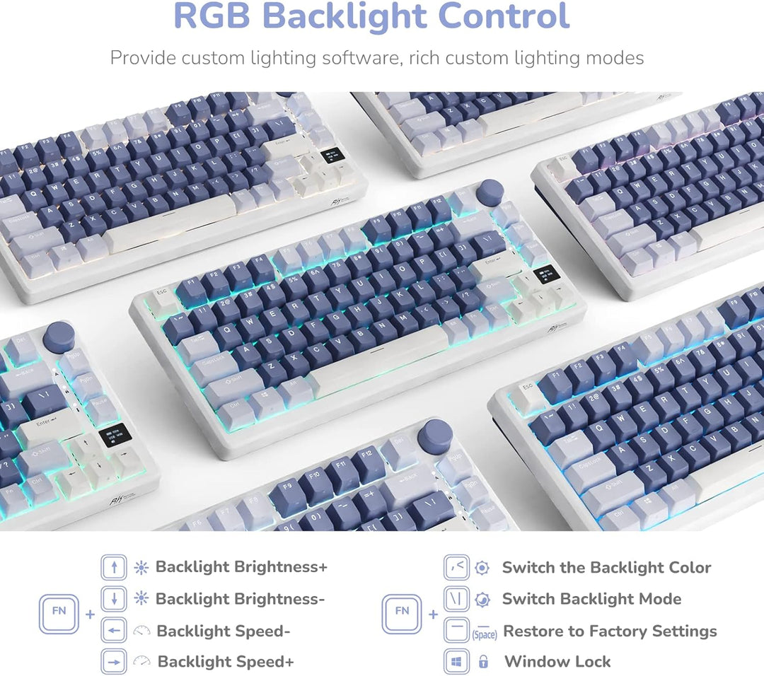 RK ROYAL KLUDGE M75 - Teclado mecánico con pantalla inteligente OLE...