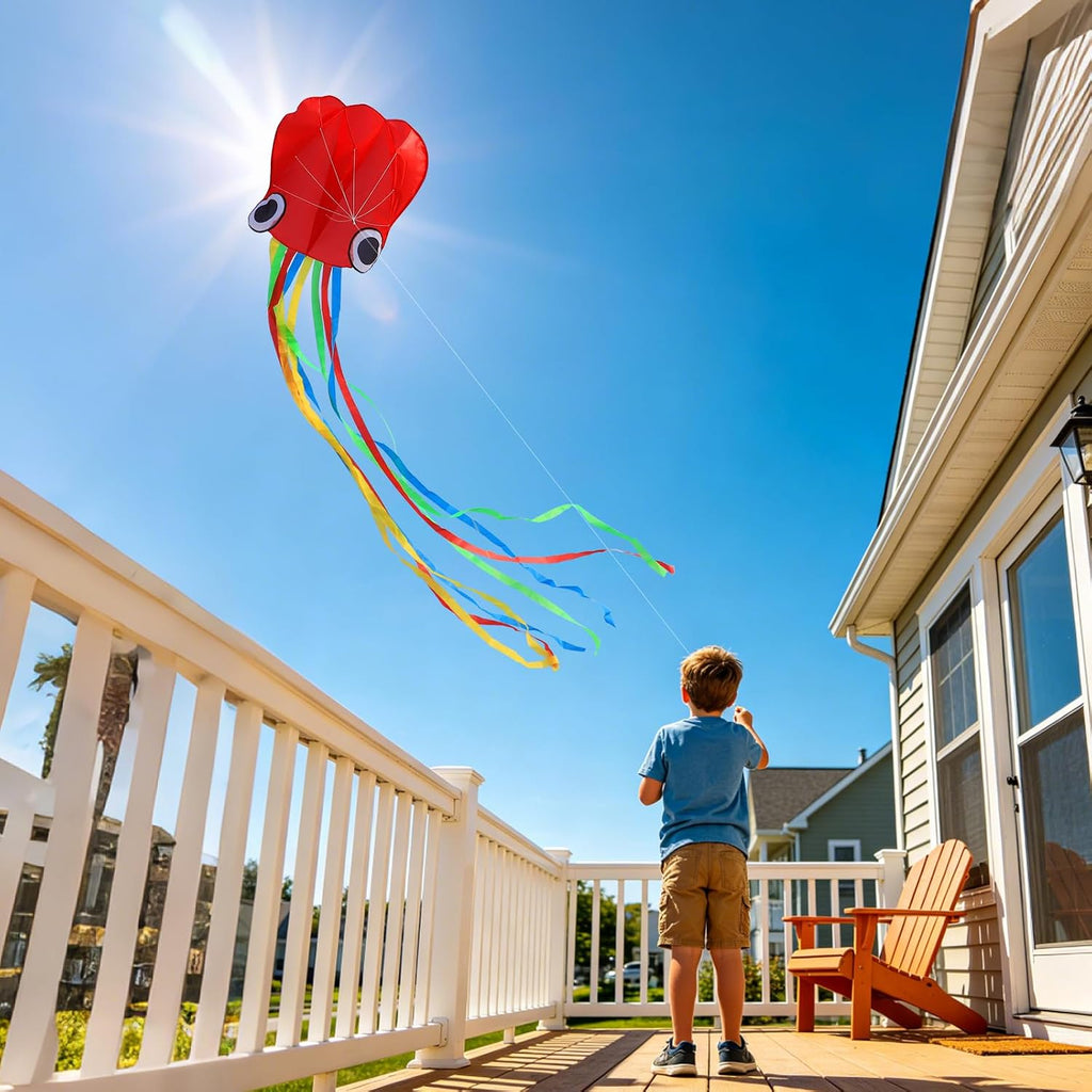 Paquete de 3 cometas para niños y adultos, fácil de volar mariposa pulpo cometa para principiantes, cometas de playa grandes para juegos y actividades al aire libre familiares