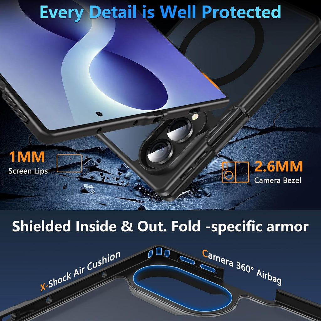 Funda magnética para Z Fold 8, funda para Samsung Galaxy Z Fold 8 [compatible con MagSafe] translúcida mate de grado militar, resistente protección a prueba de golpes, funda rígida para