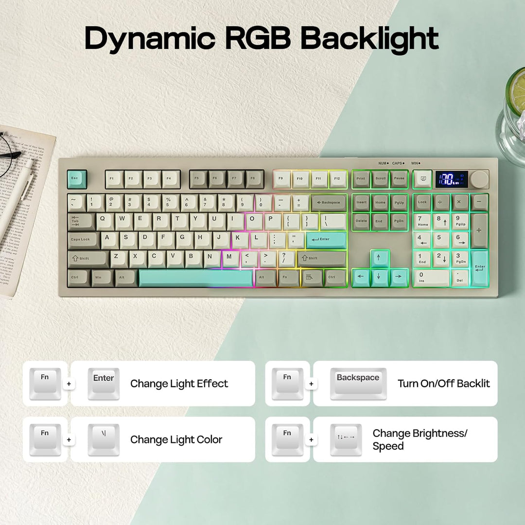 EPOMAKER Aula S102 PRO - Teclado de membrana para juegos con pantal...
