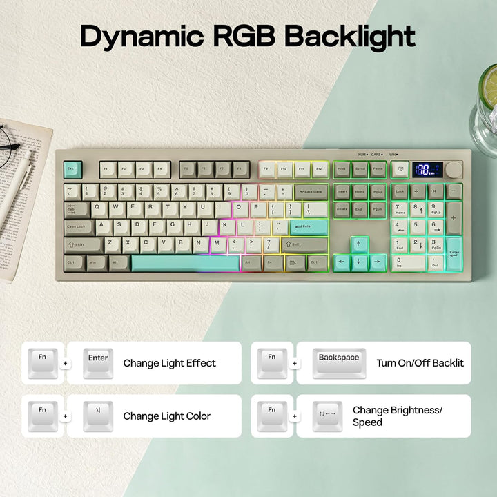 EPOMAKER Aula S102 PRO - Teclado de membrana para juegos con pantal...