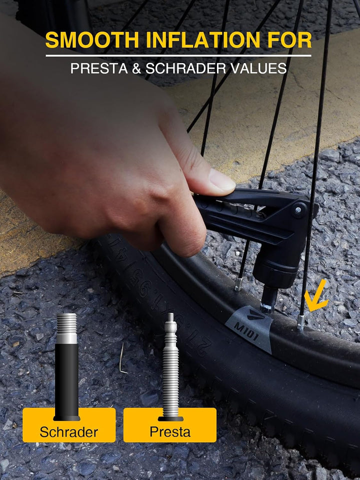 AZUNO Inflador de neumáticos de bicicleta con manómetro, adaptador...