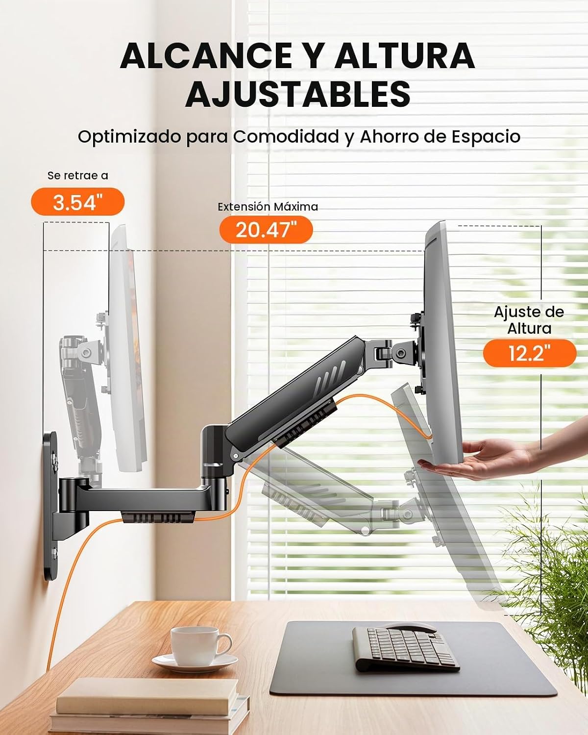 ErGear Soporte de pared para monitor, 13-34 pulgadas, 19.8 libras, brazo