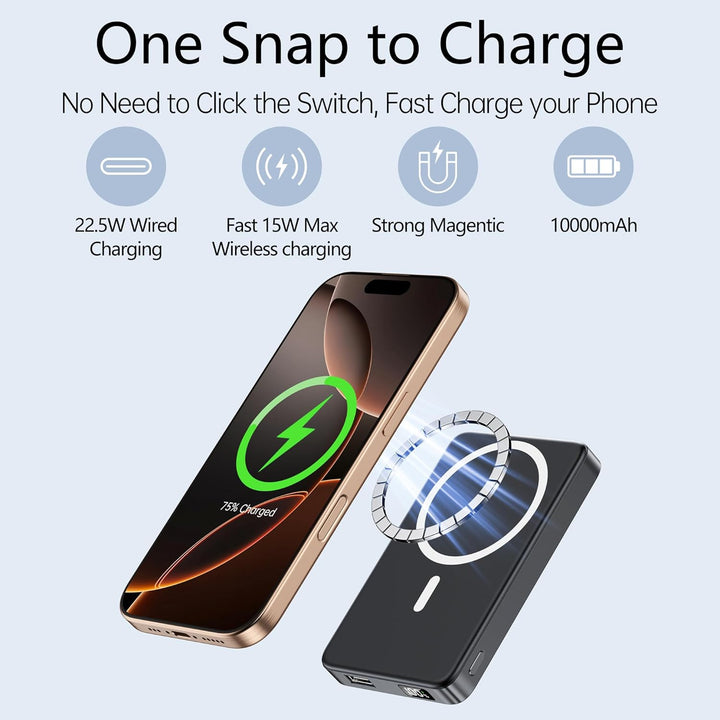 YUJE Banco de energía magnético, para batería MagSafe de 10000 mAh,...