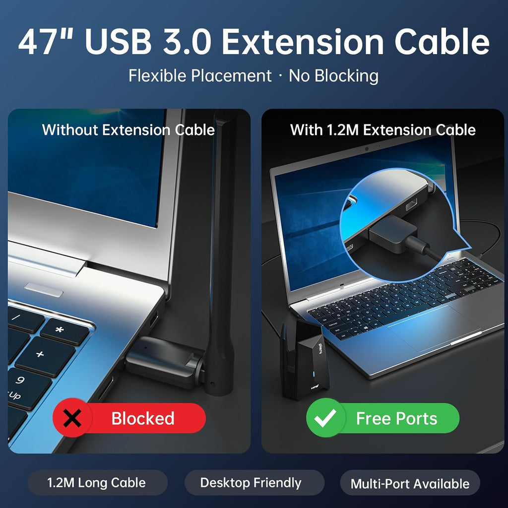 Adaptador USB WiFi 7 para PC de escritorio, BE6500 Tri-Band (2.4G/5G)