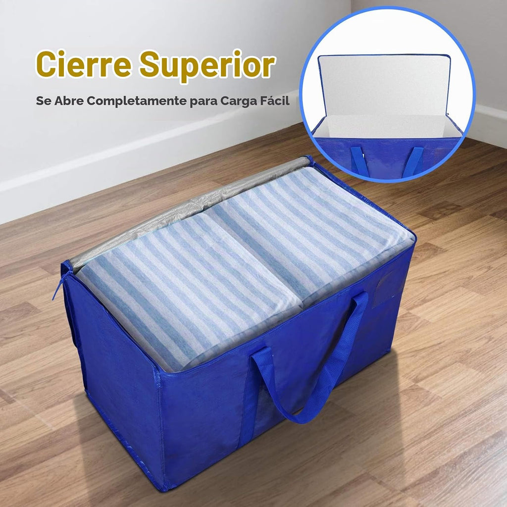 TICONN Paquete de 4 bolsas de mudanza extra grandes resistentes con cremalleras y asas de transporte, bolsas de almacenamiento duraderas para organizadores de armario y almacenamiento (paquete de 4