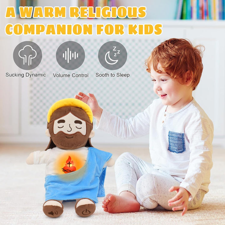 Yelakey Muñeco de Jesús de Peluche Relajante con Luz y Sonido, Muñe...