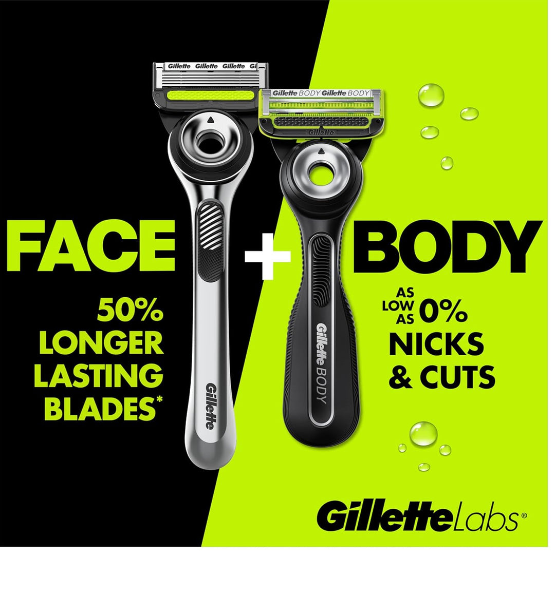 Gillette Labs Body + Intimate Razor para hombres, mango + 2 repuest...