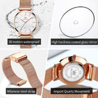 OLEVS Reloj de pulsera de malla para mujer, elegante cara grande de tres manecillas analógicas de cuarzo, reloj de pulsera femenino elegante y delgado con pantalla de fecha impermeable, relojes para