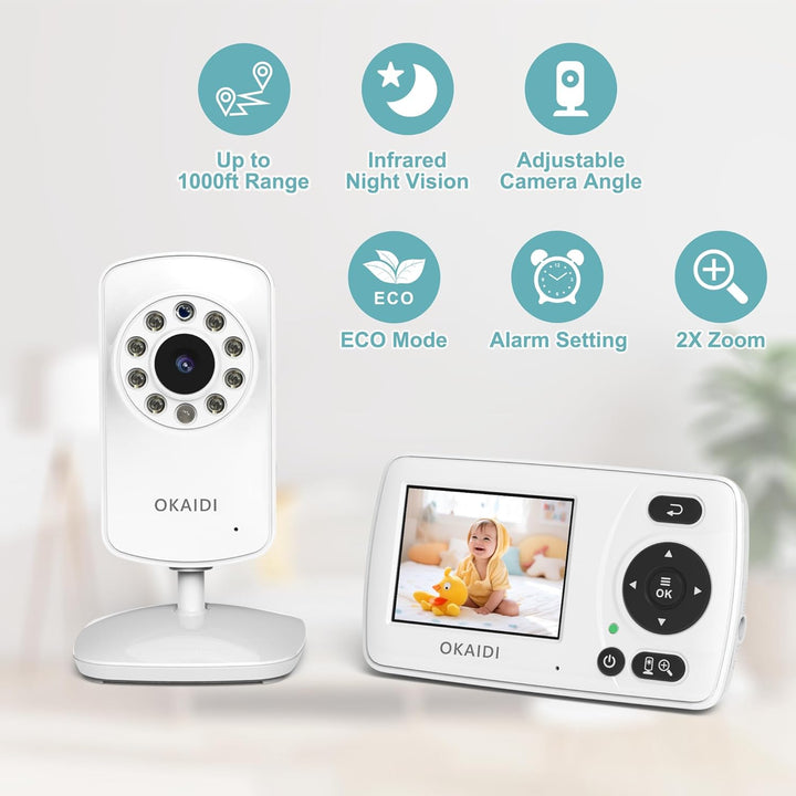 OKAIDI Monitor de video para bebé con cámara y audio, monitor portá...