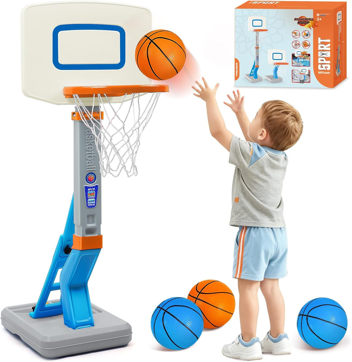Juego de aro de baloncesto para niños pequeños, aro de baloncesto ajustable