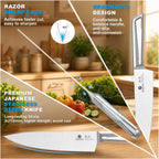 imarku - Juego de 14 cuchillos, elegante juego de cubiertos de cocina minimalistas blancos
