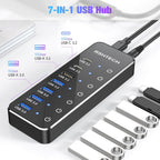 RSHTECH, RSH-ST07C, hub USB 3.2 de 7 puertos, alimentado, adaptador 5V/3A