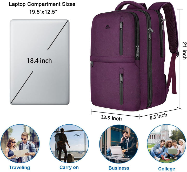 MATEIN Mochila de viaje grande de 45 litros para mujer, mochila de...