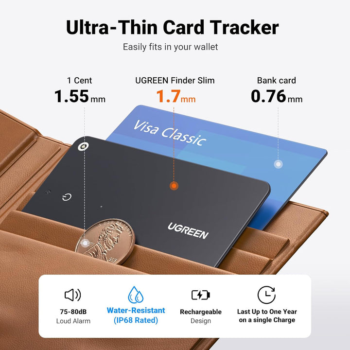 UGREEN FineTrack Slim Tarjeta de Rastreador de Cartera