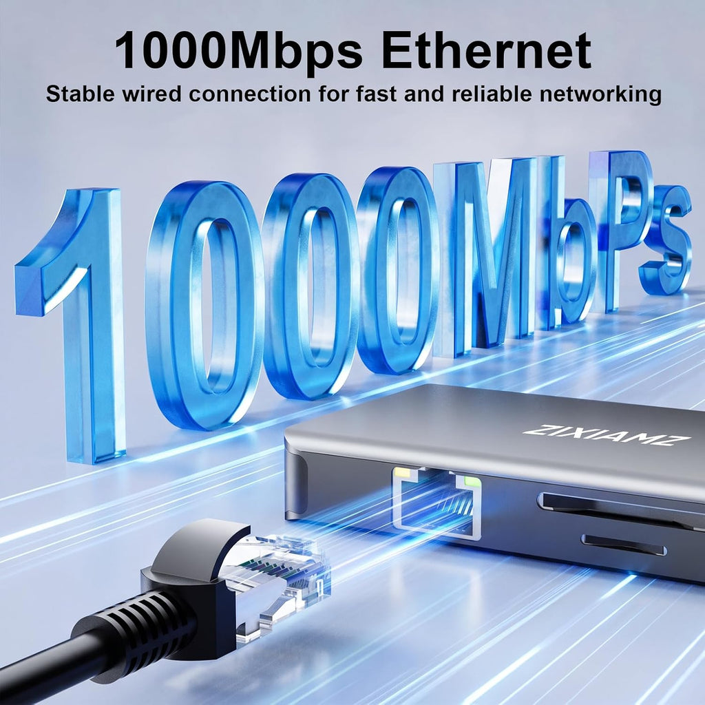 Estación de acoplamiento para portátil 3 monitores, USB C Dock 4K@60Hz con