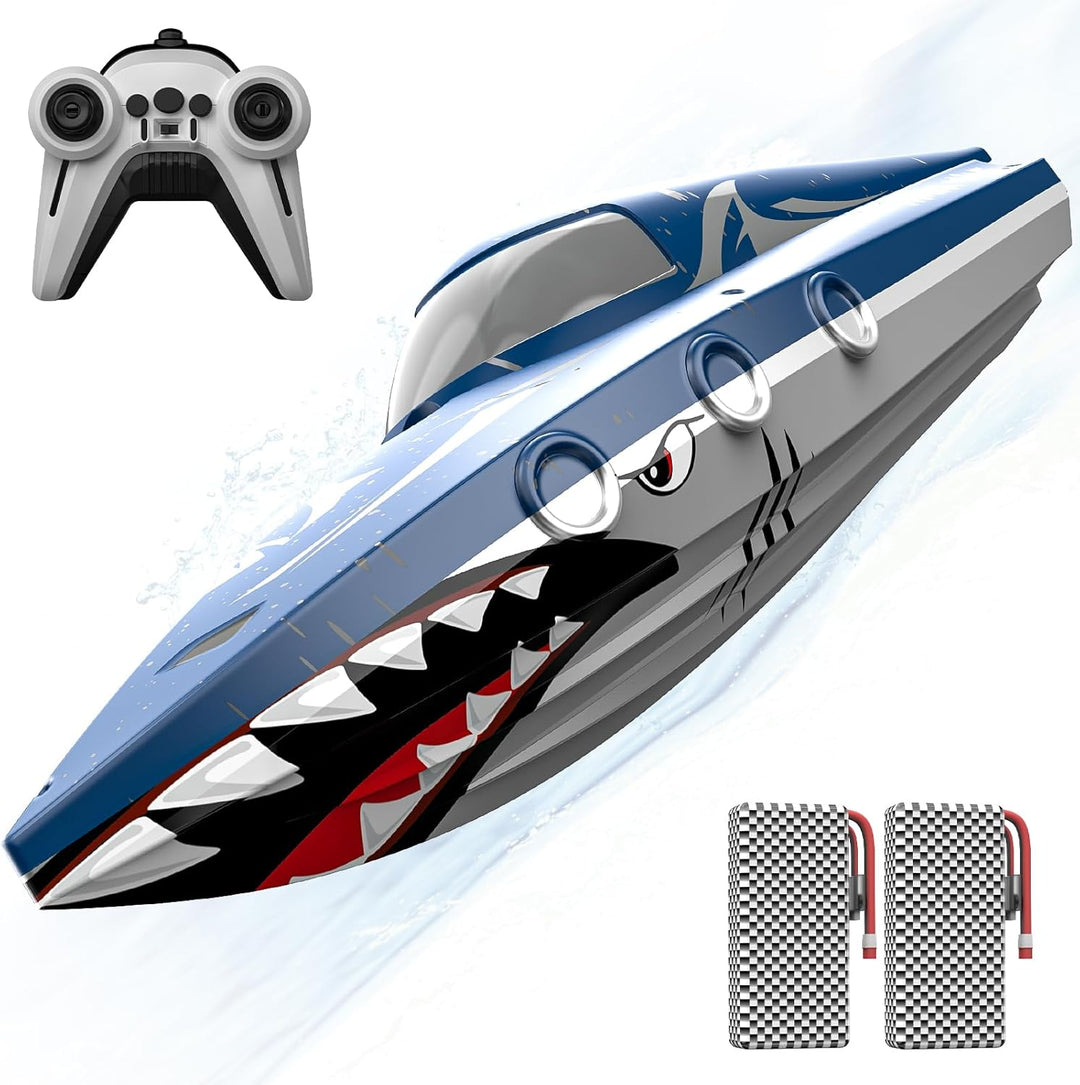 Shark - Barco de carreras RC para niños y adultos, barco de control...