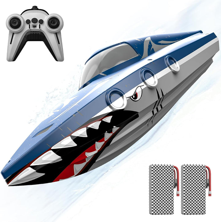 Shark - Barco de carreras RC para niños y adultos, barco de control...