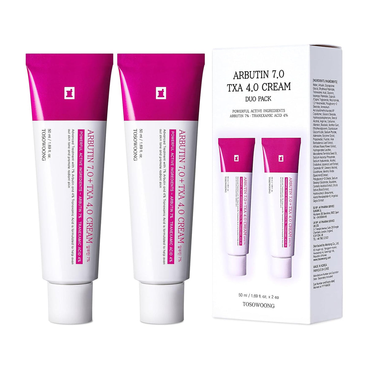 TOSOWOONG Arbutin 7% + crema de ácido tranexámico al 4%, 70,000 ppm...