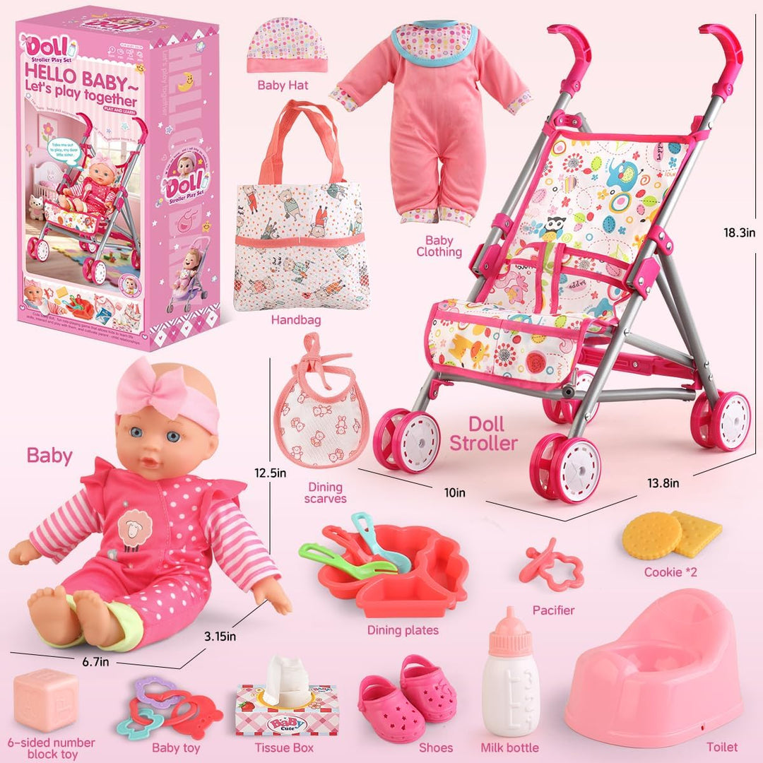 YIYBM Muñeca de bebé con juego de cochecito con muñecas de bebé de...