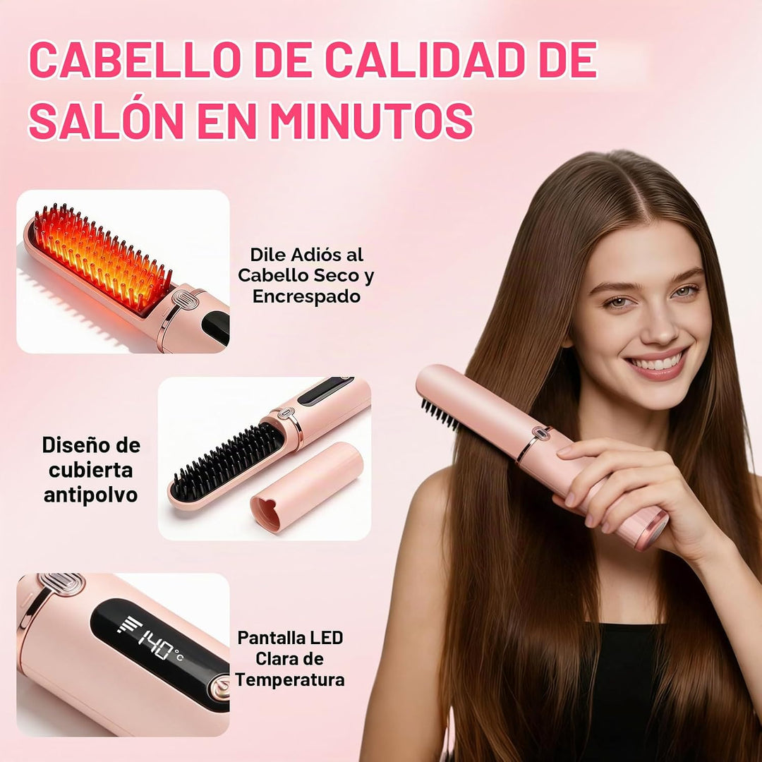 Cepillo alisador de pelo inalámbrico, iones negativos de 1,640.4 ft...