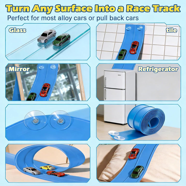 Flex Track - Pista de carreras flexible de 16 pies con