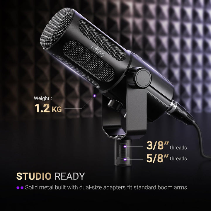 FIFINE Micrófono para podcast, micrófono dinámico vocal USB\/XLR pa...