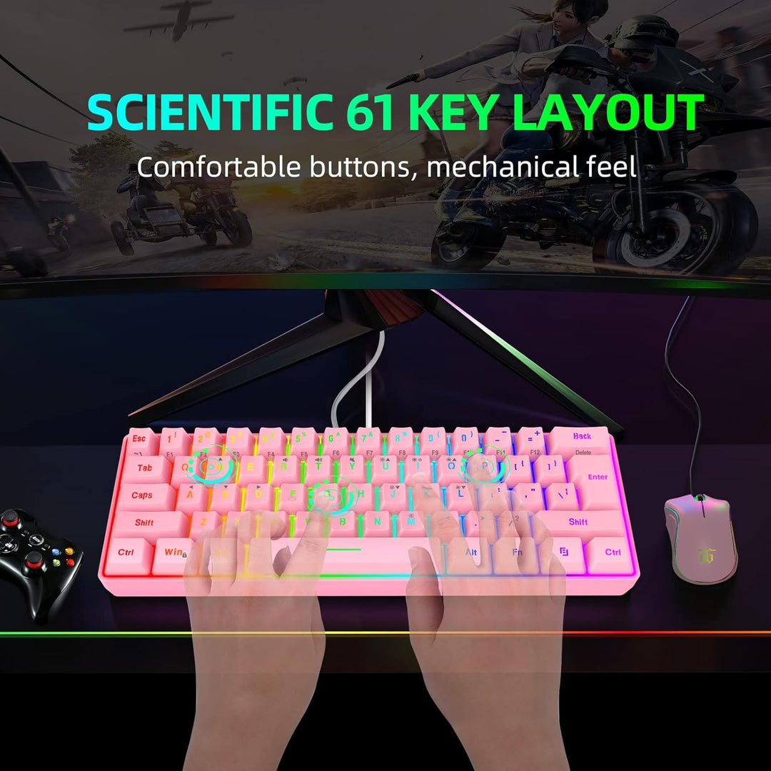 Snpurdiri - Teclado para videojuegos 60% con cable, retroiluminado...