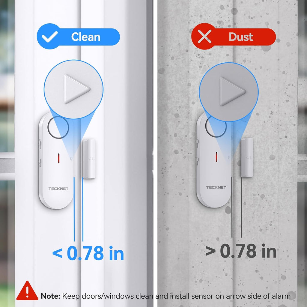 TECKNET Alarmas de Puerta para Seguridad de los Niños, Alarma de Ventana Alarmas de Piscina Alarma de Puerta para Seguridad del Hogar, Alarma 2 en 1 y Timbre, Control de Volumen de 3 Niveles, Alarma
