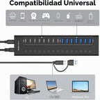 ACASIS, HB16Pro-BK, hub USB 3.2 de 16 puertos, alimentado, adaptador 5V/1.5A