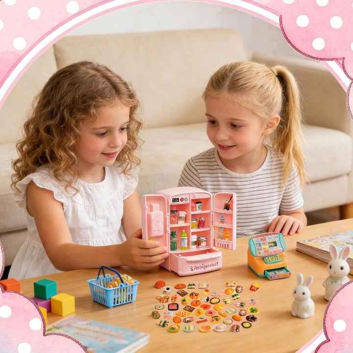 164Pcs Mini Carrito de Compras Cesta Miniatura Comida Bebida Juguet...
