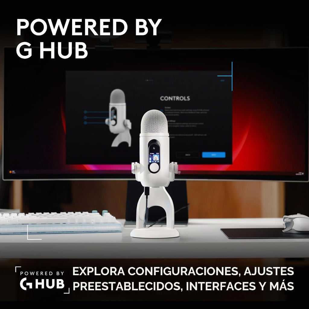 Logitech G Blue Yeti 2 - Micrófono USB para juegos, color blanco roto