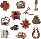 12 piezas de rompecabezas de juguetes de madera y metal, juego de rompecabezas cerebrales para adultos y niños, juguete de escritorio, rompecabezas de cerradura, regalo para adolescentes