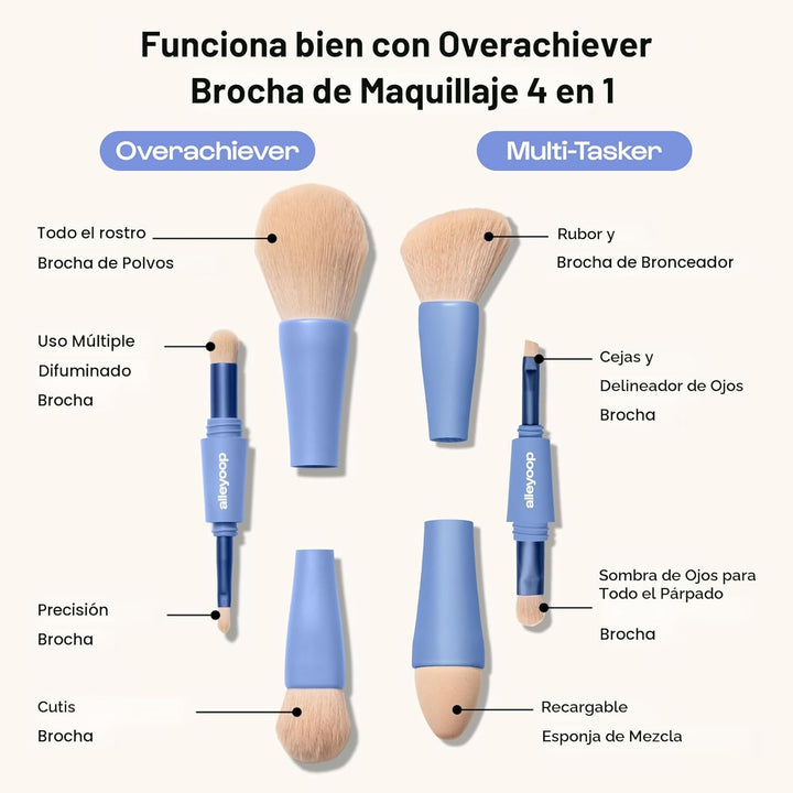 Alleyoop Multi-Tasker - Juego de brochas de maquillaje de viaje 4 e...