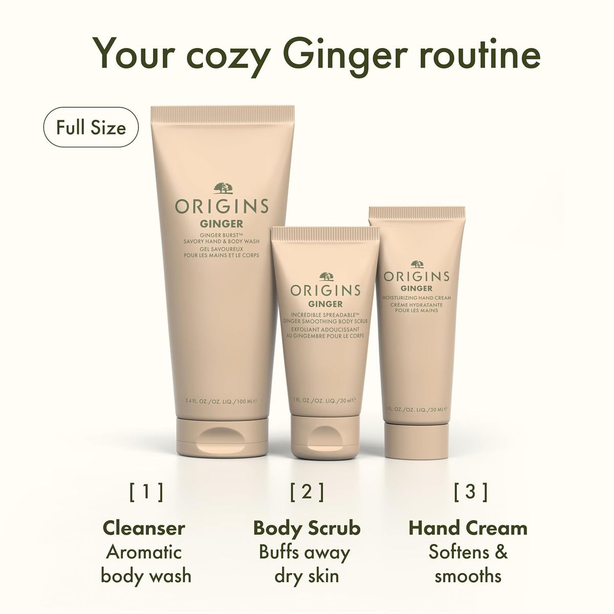 Origins Set de regalo de minimomentos de jengibre para el cuidado de manos y cuerpo