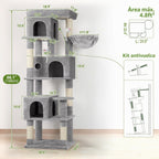Globlazer Árbol para Gatos de Esquina de 66 pulgadas Torre de Escalada Multinivel Condominios para Gatitos Torre Rascadora para Múltiples Gatos de Interior con Plataforma Grande, 3 Cuevas para Gatos