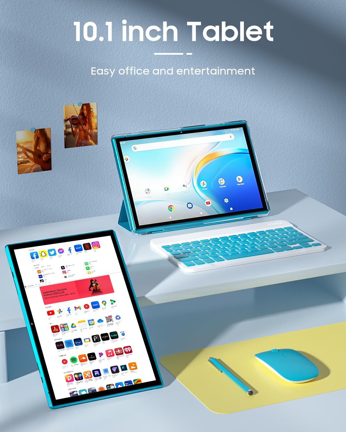 Tablet 2 en 1 con funda para teclado y ratón, tableta de 10 pulgada...