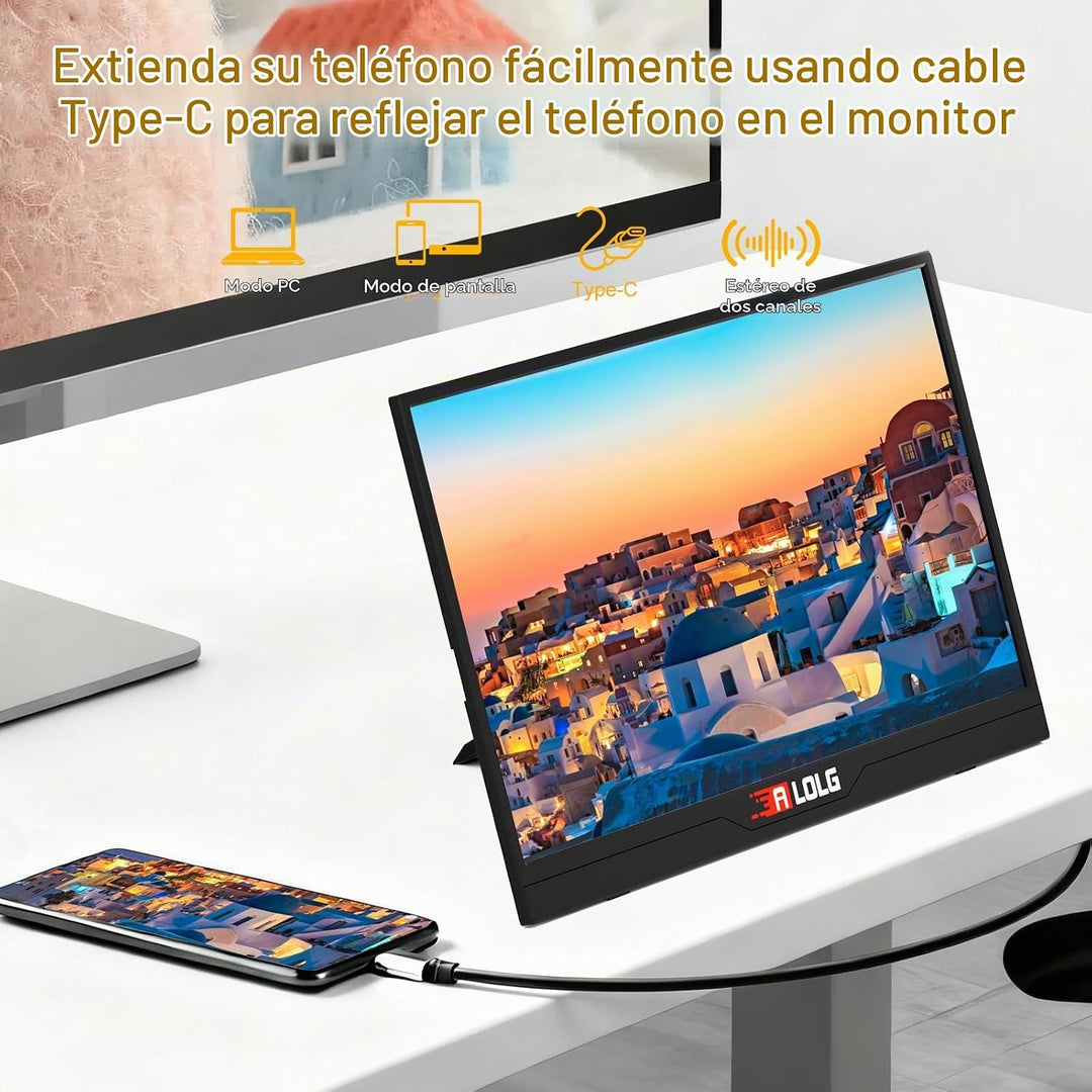 ALOLG 144Hz 16" Monitor portátil 1920x1200 FHD IPS con USB-C Mini H...