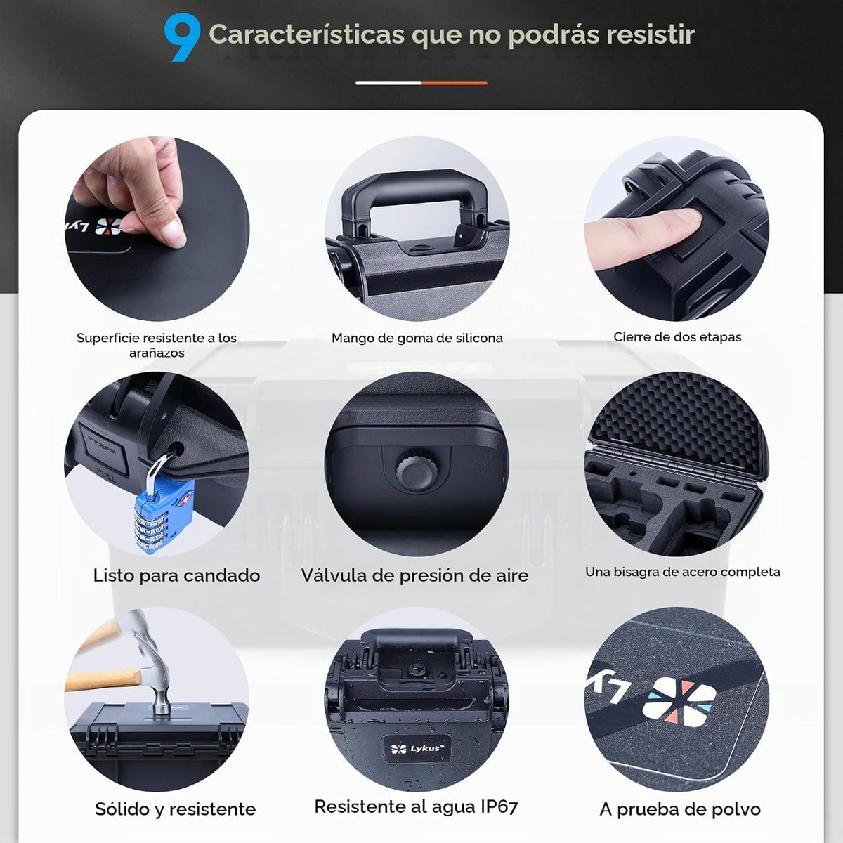 Lykus Titan N200 - Carcasa rígida impermeable para DJI Neo 2 y controlador